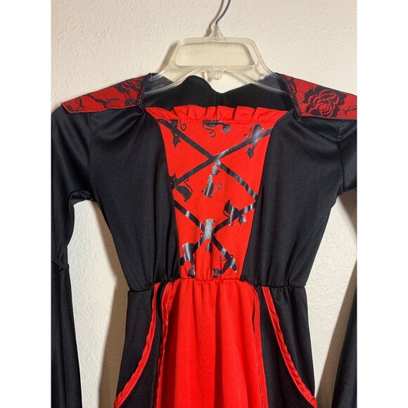 Halloween Costume Vampire Dress Bats Cats Black Red Girls Size Small - Picture 2 of 7